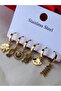 Steel 6 Piece Multiple Earrings Gold Water Resistant - 3