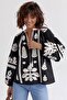 Women's Black Appliqued Embroidered Tassel Blouse - 3