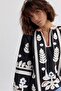 Women's Black Appliqued Embroidered Tassel Blouse - 5