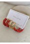 Women's design red earrings set of 3 - 3