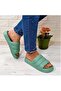 406 Mint Green Lightweight Comfortable Daily Pool Beach Women's Slippers - 3
