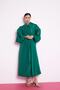 Balloon Sleeve Taffeta Dress Emerald Green - 3