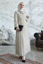 Ramona Crispy Pattern Pleated Chiffon Dress - Cream - 4