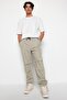 Açık Haki Lastikli Beli Bağlamalı Jogger Fit Baggy Paraşüt Pantolon TMNSS23PL00045 - 4