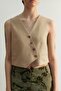 Bej Fitted Crop Dokuma Keten Görünümlü Yelek TWOSS23YE00016 - 7