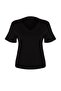 Siyah V Yaka Basic %100 Pamuk Örme T-Shirt TBBSS22BF0028 - 6
