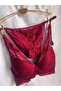 Lace Burgundy Color Unpadded Covered Bra Set - 4