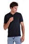 Navy Blue Comfort Fit Plain Polo Collar Rayon Knitwear T-Shirt - 3