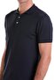 Navy Blue Comfort Fit Plain Polo Collar Rayon Knitwear T-Shirt - 5