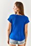 Women's Cobalt Blue Bat Knitted Viscose Blouse BLZ-19001916 - 6