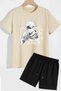 Kids Jujutsu Kaisen Japanese Anime Printed Children's T-Shirt Shorts Set - 3