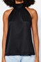 Siyah Regular/Normal Kalıp Dik Yaka Fit Pilise Esnek Örme Bluz TWOSS23BZ00952 - 4