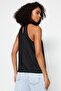 Siyah Regular/Normal Kalıp Dik Yaka Fit Pilise Esnek Örme Bluz TWOSS23BZ00952 - 5