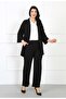 Women's Black Wrapped Waist Full Elastic Large Size Trousers