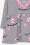 Girl's Long Sleeve Dress Floral Printed Pattern Gray Melange - 4