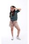 Girl's Shorts with Metal Accessories and Floral Pattern - 4