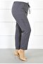 Women's Gray Imported Dumbbell Large Size Trousers with Elastic Waist - 2