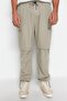 Açık Haki Lastikli Beli Bağlamalı Jogger Fit Baggy Paraşüt Pantolon TMNSS23PL00045 - 5