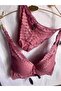 Lace Pink Color Unpadded Covered Bra Set - 3