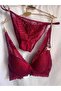 Lace Burgundy Color Unpadded Covered Bra Set - 2
