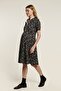 CHARLOTTE Button-Necked and Ruffled A-Line Skirt Black Maternity Dress - 3