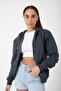 Women's Zippered Hooded Plain Cardigan - Minimalism and Quality Together - 2