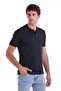 Navy Blue Comfort Fit Plain Polo Collar Rayon Knitwear T-Shirt - 4