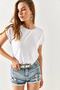 Women's White Bat Knitted Viscose Blouse BLZ-19001916