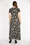 Women's Black Large Size Wraped Collar Short Sleeve Long Dress 65n36480 - 4