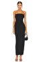 Women's Black Strapless Maxi Dress Silk Jersey Double-Layer Not Showing Lingerie