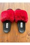 Women's Burgundy Soft Loose Furry Summer House Slippers - 3