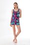 Women's Colorful Leaf Pattern Swimsuit with Lycra Shorts - 5