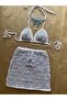 Serena Special Design Shiny Crochet Set with Skirt Top Necklace
