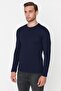 Siyah-Beyaz-Lacivert Regular/Normal Kesim Uzun Kollu 3'lü Basic Paket T-Shirt TMNAW21TS0197 - 4