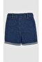 Denim Fabric Dark Blue Children's Shorts with Adjustable Elastic Waist - 6