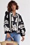 Women's Black Appliqued Embroidered Tassel Blouse - 6