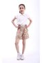 Girl's Shorts with Metal Accessories and Floral Pattern - 5