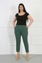Women's Emerald Green Full Elastic Waist Lycra Scuba Crepe Narrow Leg Large Trousers - 2