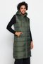 Khaki Hooded Water Repellent Long Puffer Vest TWOAW24YE00017 - 3