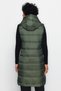 Khaki Hooded Water Repellent Long Puffer Vest TWOAW24YE00017 - 6
