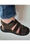 Genuine Leather Anatomical Sole Closed Toe Brown Suede Color Sandals