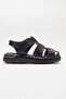 BELİV Black Skin Genuine Leather Women's Sandals - 7