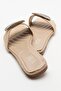 YAVN Beige Straw Stone Women's Slippers - 5