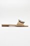 YAVN Beige Straw Stone Women's Slippers - 6
