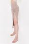 Women's Beige Adjustable Gathered Viscose Slit Skirt - 7