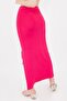 Women's Pink Adjustable Gathered Viscose Slit Skirt - 6