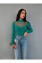 Women's Tulle Detailed Half Turtleneck Long Sleeve Bodysuit - 2