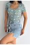 WOMEN'S SHORT SLEEVE SQUARE COLLAR VISCOSE BLOUSE BLZ11870