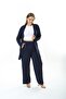 WOMEN'S LARGE SIZE LYcra VISKOSE PANT CARDIGAN NAVY BLUE SET - 3