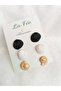 3-Piece Black Gold White Polymer Clay Earring Set Sea Shell Oyster